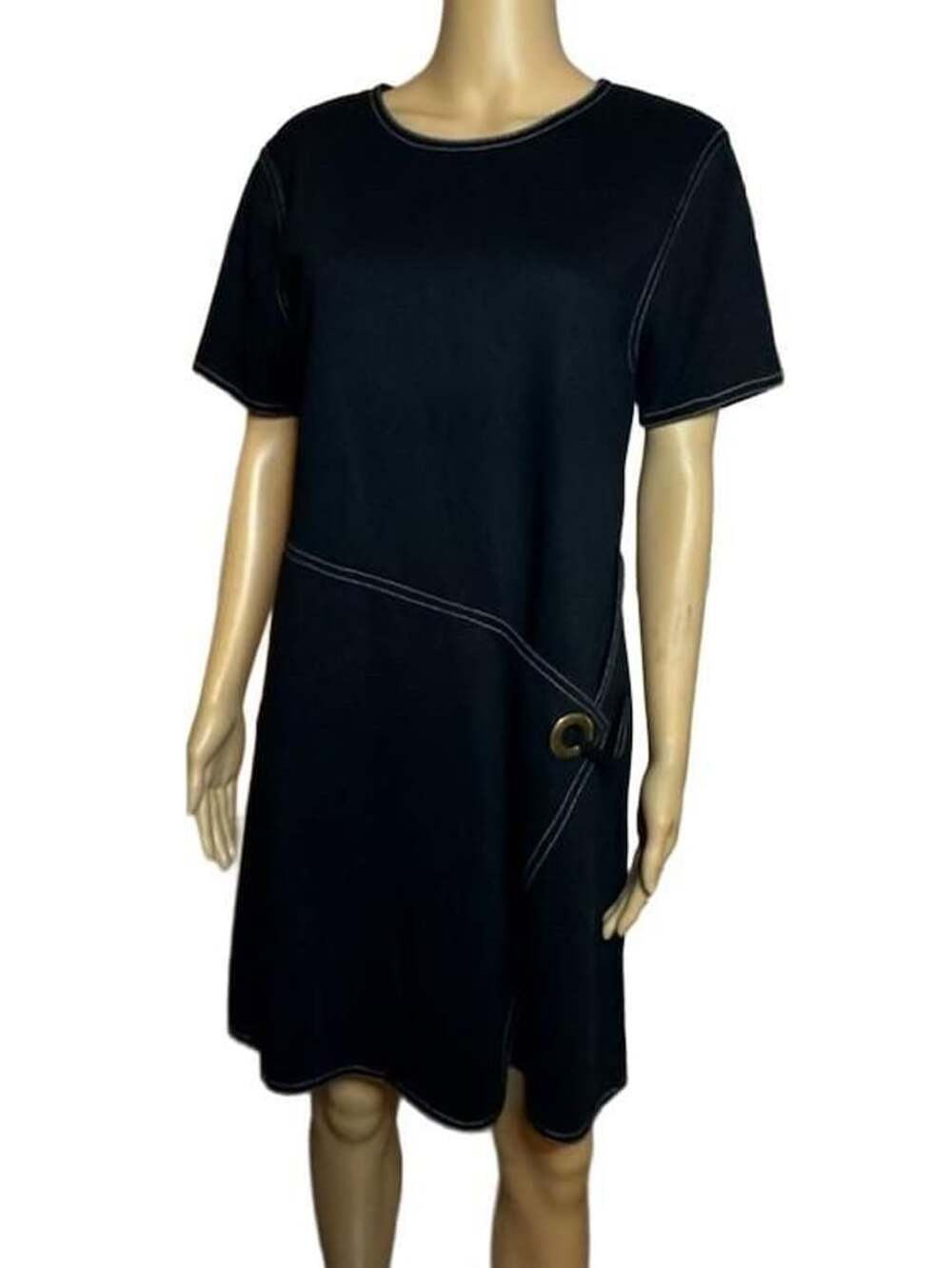 Liz Claiborne Contrast Stitch Dress Size L Black